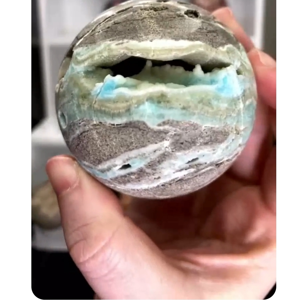 Blue and Brown Geode Sphere